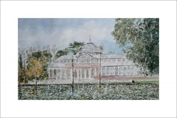 Acuarela de Palacio de Cristal del Retiro, Madrid