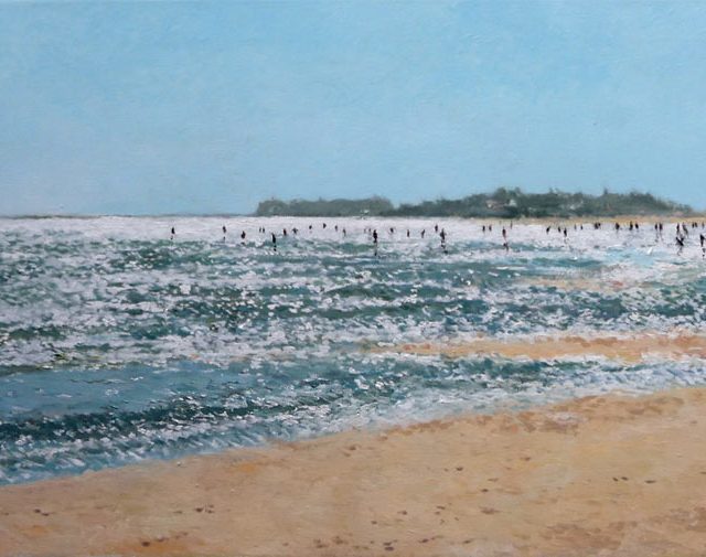 Cuadro al oleo de la playa de La Antilla en Huelva.