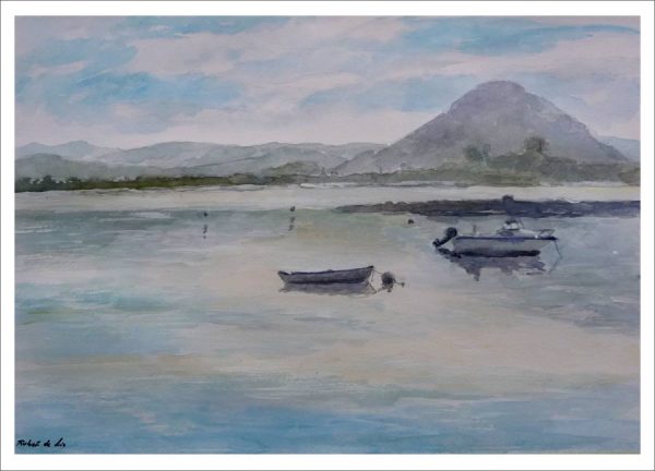 Paisaje de las marismas de Santoña. Cuadro en acuarela.