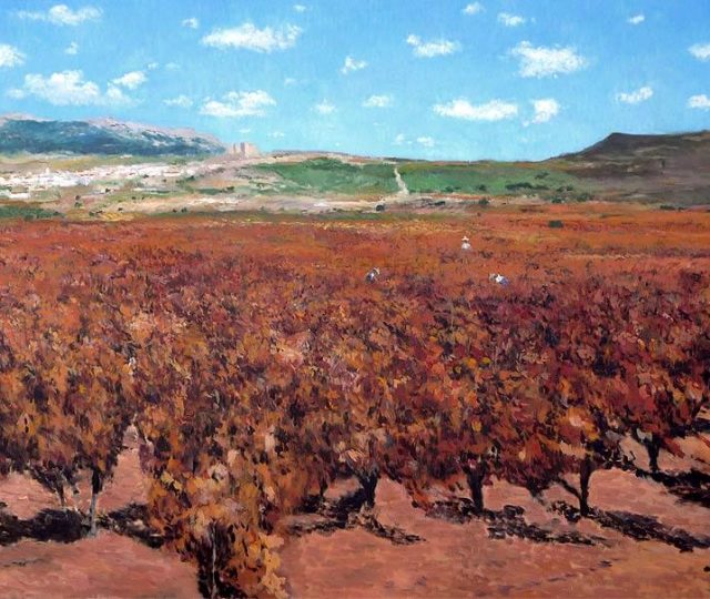 Cuadro de un viñedo en San Vicente de la Sonsierra, La Rioja