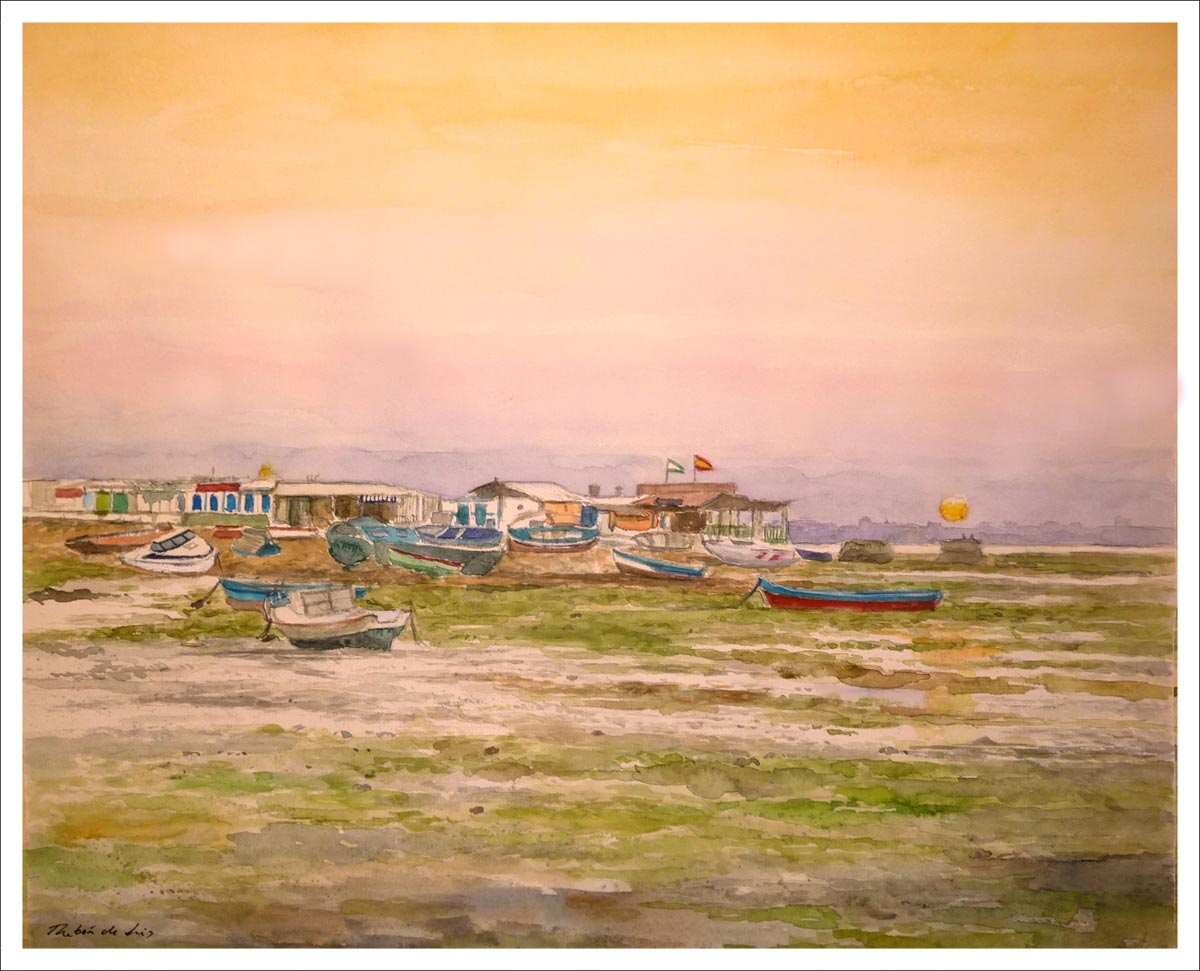 Acuarela de San Fernando en Cádiz pintada por Rubén de Luis