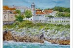 Acuarela del faro de Llanes del pintor Rubén de Luis