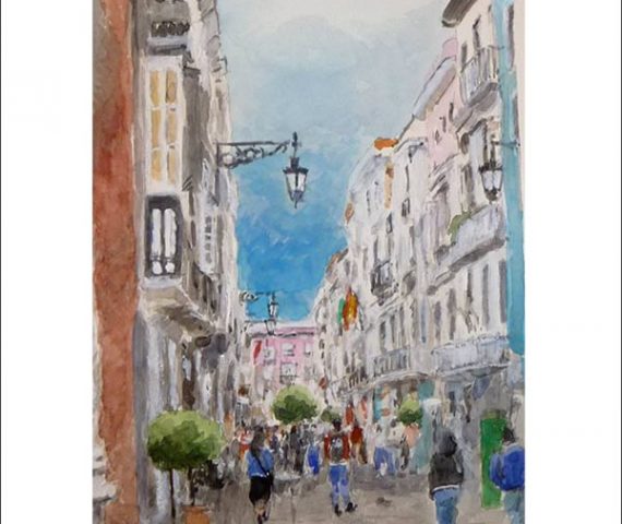 Acuarela de la Calle Ancha de Cádiz