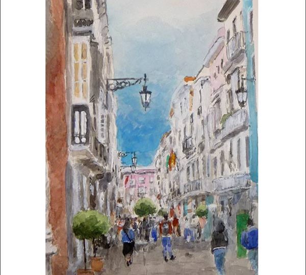 Acuarela de la Calle Ancha de Cádiz