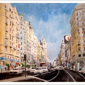Cuadro de la Gran Vía de Madrid desde Callao.