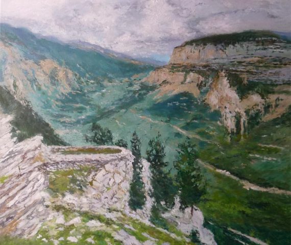 Cuadro al oleo de un paisaje de Ordesa en Huesca