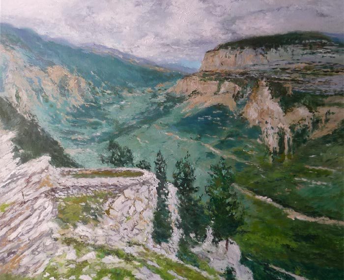 Cuadro al oleo de un paisaje de Ordesa en Huesca