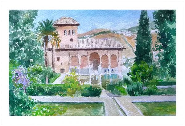 Acuarela del Palacio de Partal en Granada