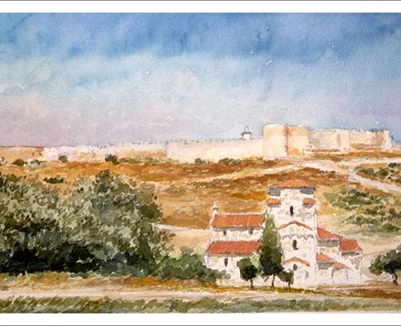 Cuadro de un paisaje de Urueña, Valladolid.