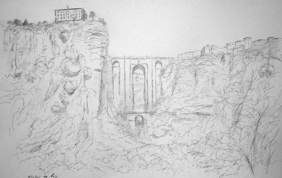 El Tajo de Ronda, Málaga, dibujo 43x29 cms