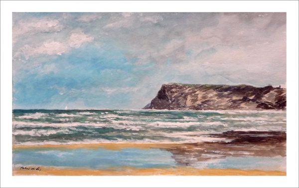Acuarela de la playa de Comillas.