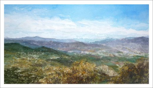 Cuadro en acuarela de un paisaje de Sierra Mágina | Jaén