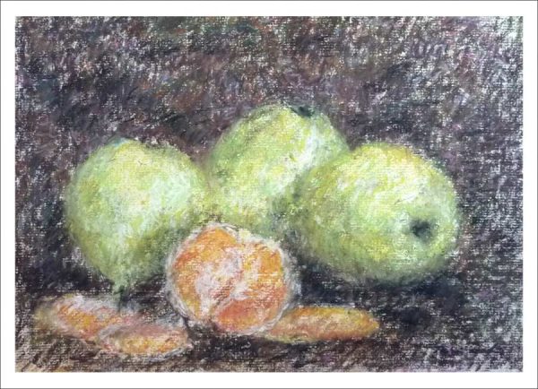 Bodegón de peras y mandarinas