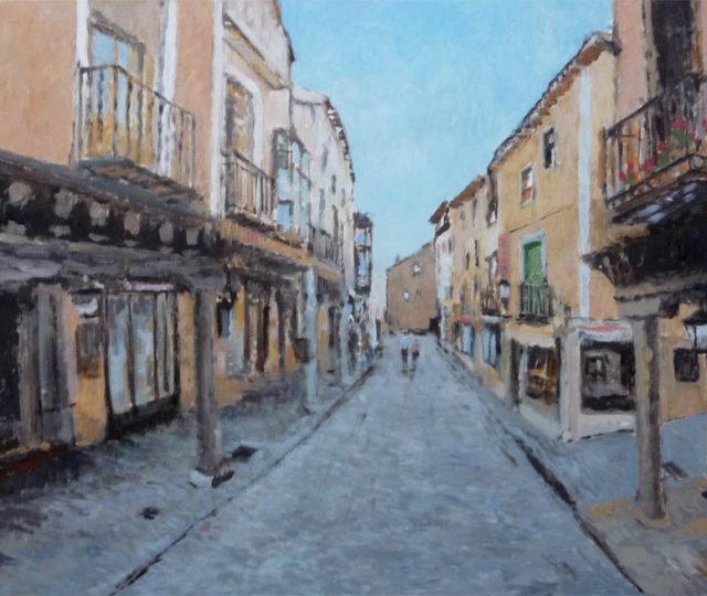 Cuadro al oleo de una calle de Medina de Rioseco, Valladolid
