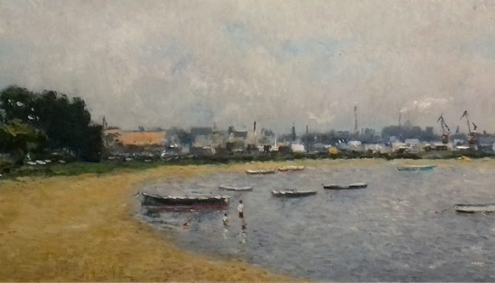 Cuadro al oleo de un paisaje de la Ría de Avilés Cuadro al oleo de un paisaje de la Ría de Avilés