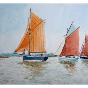 Acuarela de una regata de veleros