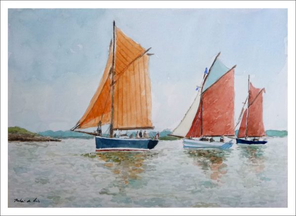 Acuarela de una regata de veleros
