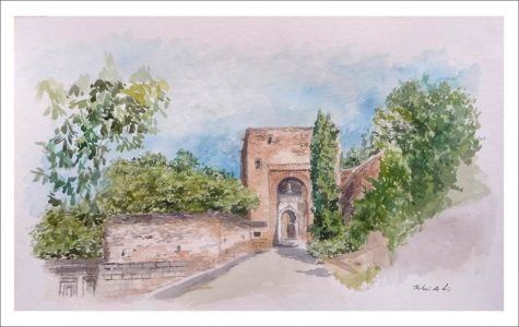 Acuarela de la Puerta de la Justicia, Granada