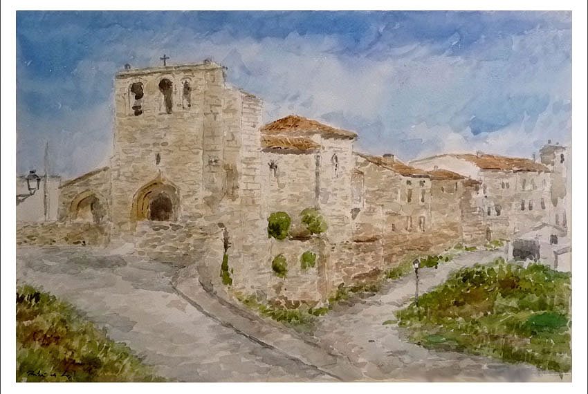 Paisaje en acuarela de Haza, Burgos.