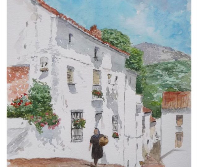 Acuarela de Casares en Málaga