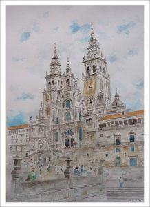 Acuarela de Santiago de Compostela