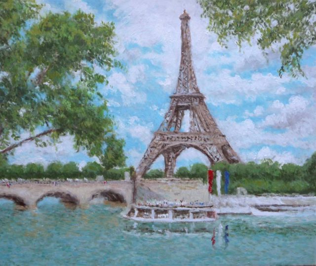 Cuadro al oleo de la Torre Eiffel de París