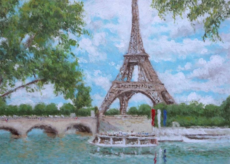 Cuadro al oleo de la Torre Eiffel de París