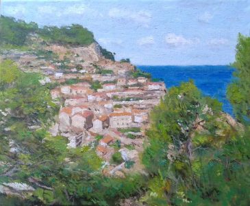 Cuadro al oleo de Banyalbufar, Mallorca