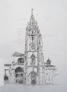 Dibujo de la catedral de Oviedo