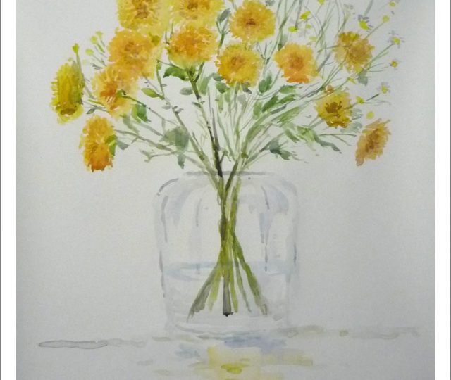 Acuarela de unas flores silvestres realizada por Rubén de Luis para la serie de cuadros de flores