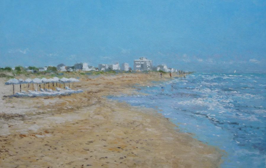 Cuadro al oleo de la playa de Guardamar del Segura