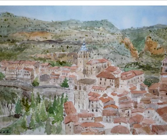 Albarracín, Teruel. Acuarela de Rubén de Luis