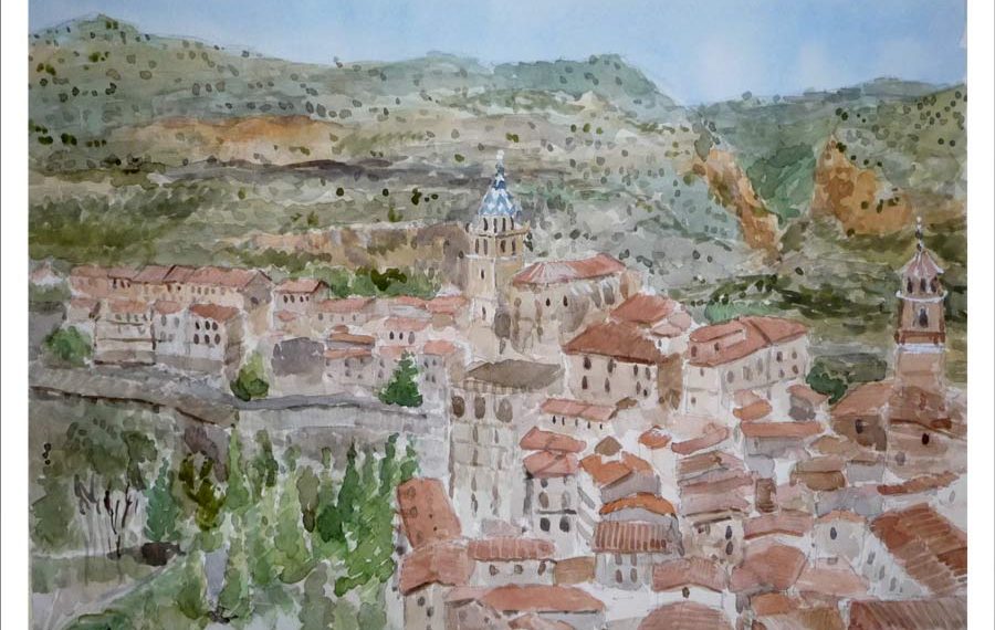 Albarracín, Teruel. Acuarela de Rubén de Luis