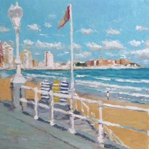 Cuadro al oleo del Paseo Marítimo de Gijón