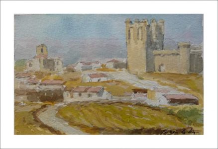 Paisaje en acuarela de Torrelobatón, Valladolid