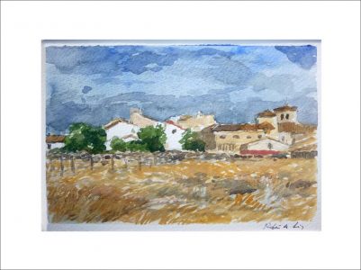 Acuarela de un paisaje de Losana de Pirón, Segovia