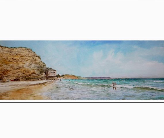 Acuarela de una cala de Conil de la Frontera