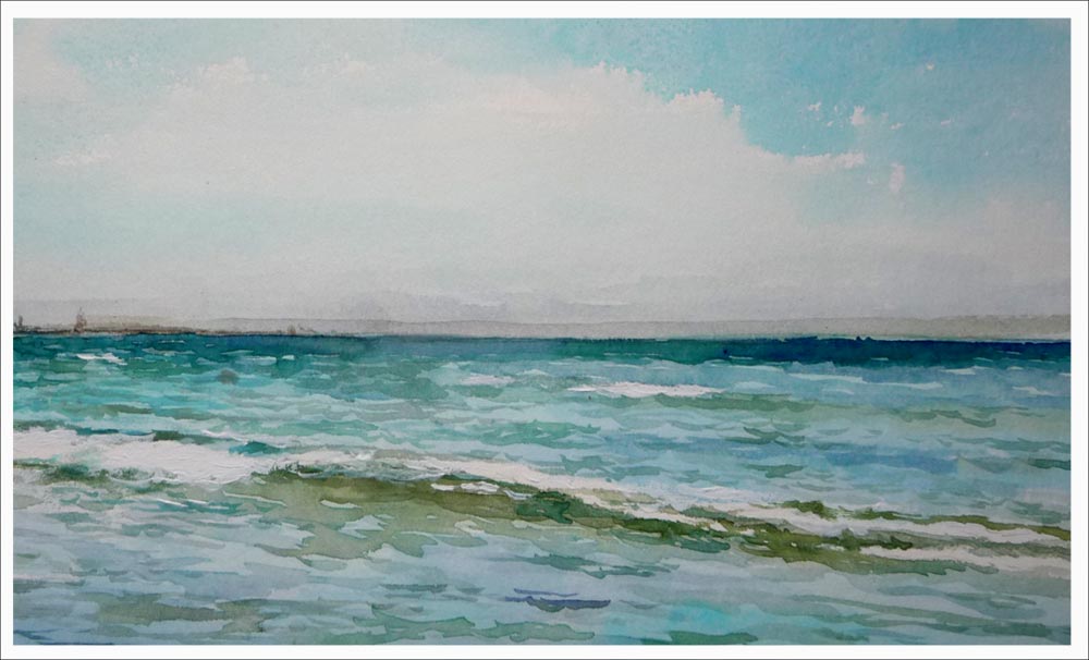 Acuarela de una playa de Conil en Cádiz