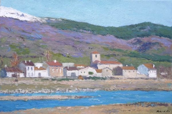 Cuadro al oleo de un paisaje de Pinilla del Valle, Madrid, pintado por Rubén de Luis