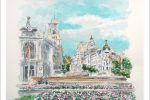 Acuarela de la Plaza de Cibeles del pintor Rubén de Luis