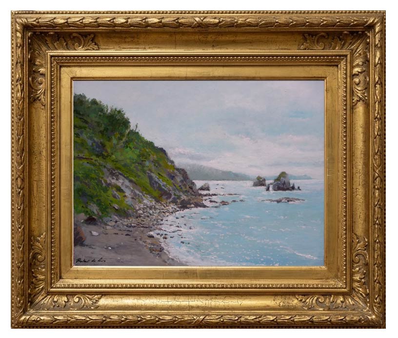 Cuadro al oleo de la playa de Bakio del pintor Rubén de Luis
