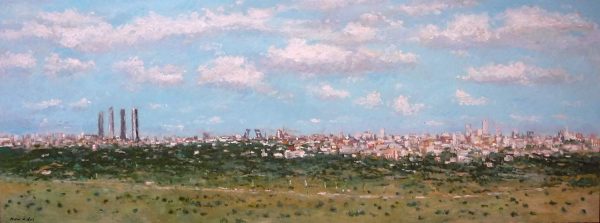 Cuadro al oleo de un paisaje de Madrid