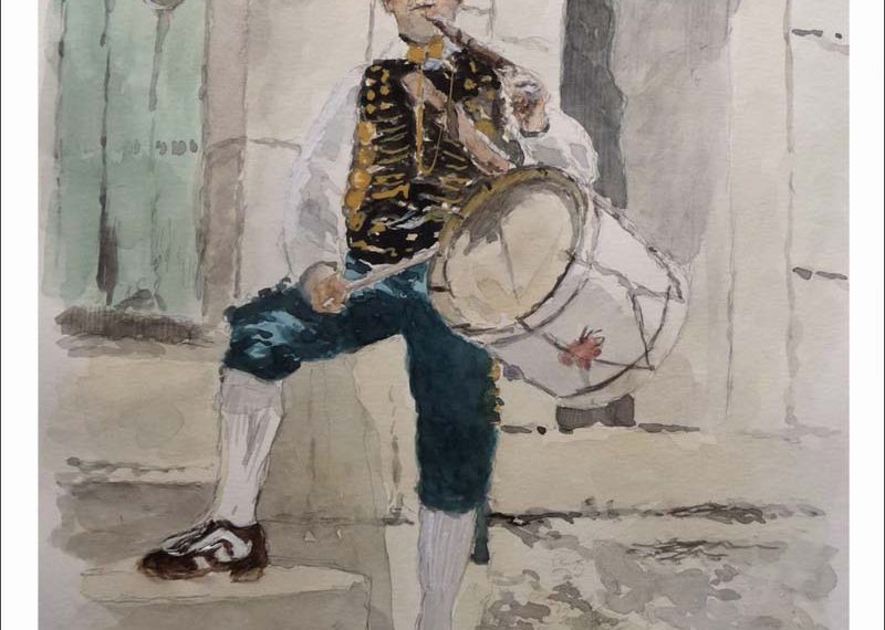 Acuarela de un tipo charro de Salamanca