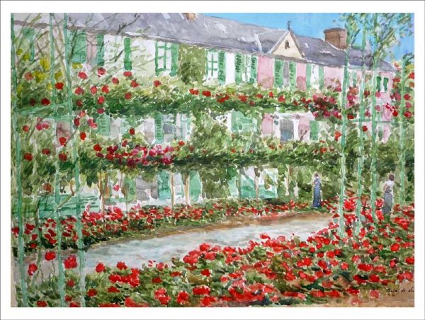 Acuarela de la casa de Claude Monet en Giverny
