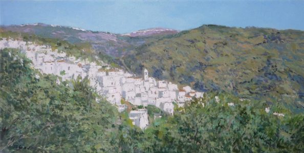 Cuadro al oleo de un pueblo de la Alpujarra de Granada
