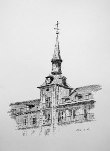 Dibujo de la Plaza Mayor de Madrid
