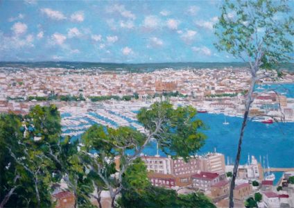 Oleo de Palma de Mallorca desde el castillo de Bellver