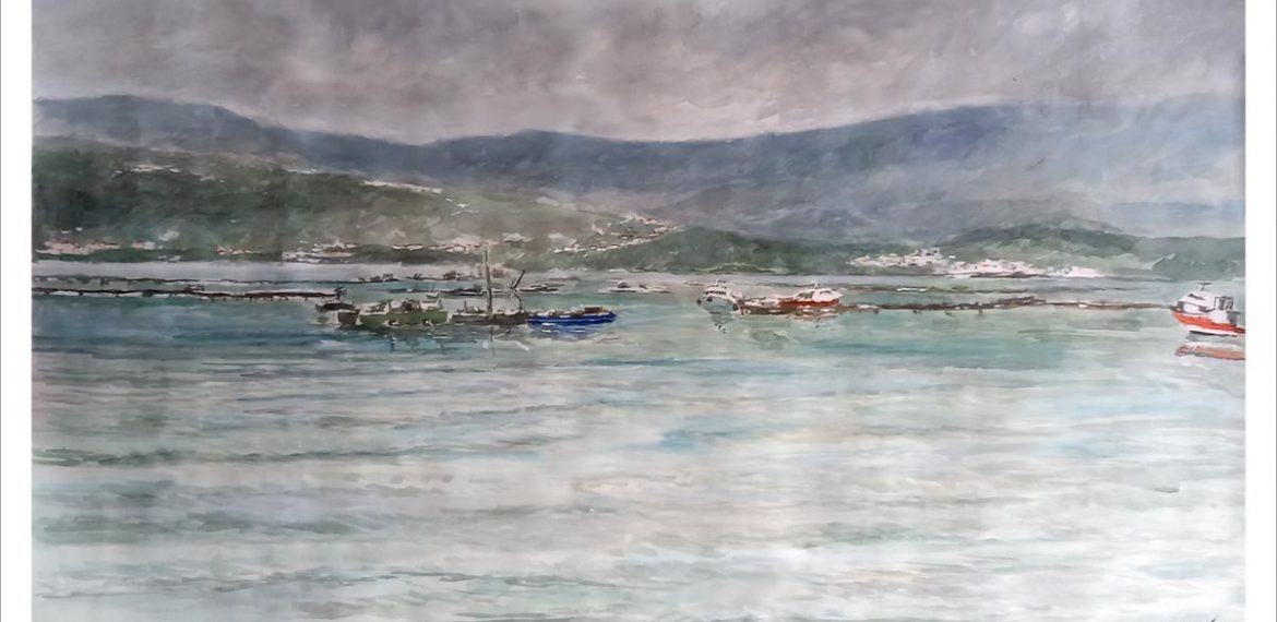 Acuarela de la Ría de Arousa, Pontevedra. Acuarela