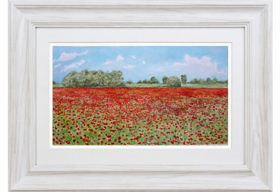 Cuadro de un paisaje de amapolas del pintor Rubén de Luis