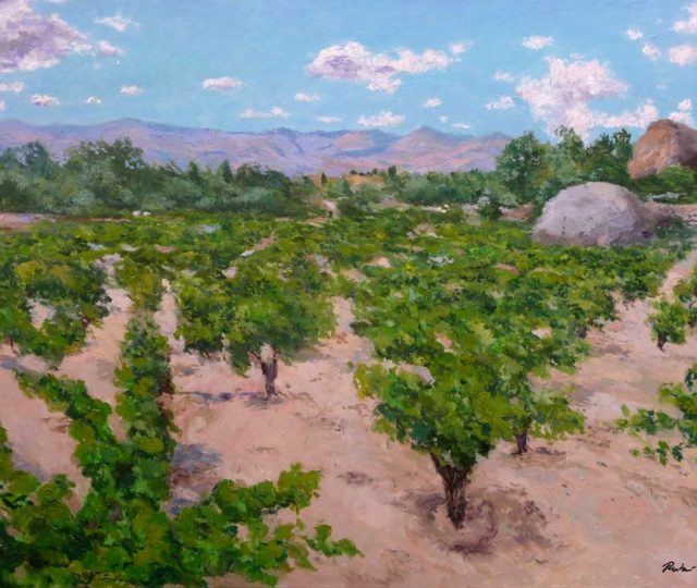 Cuadro de un paisaje con un viñedo en Burgohondo, Ávila